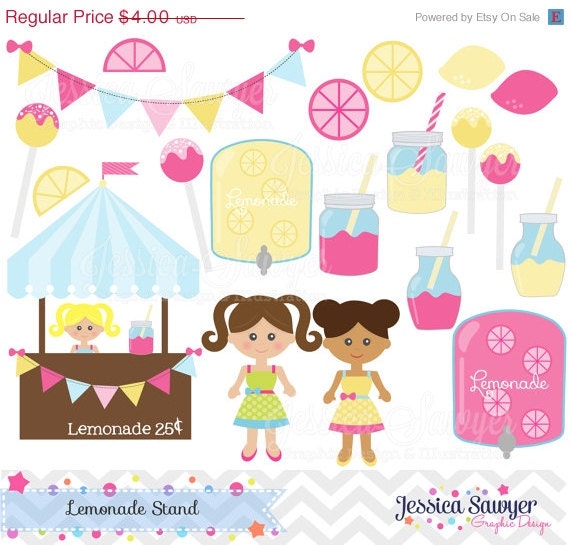 50% OFF - INSTANT DOWNLOAD, mason jar lemonade stand clip art, lemon clipart, commercial use, invitation, graphic, summer design Il_570xn