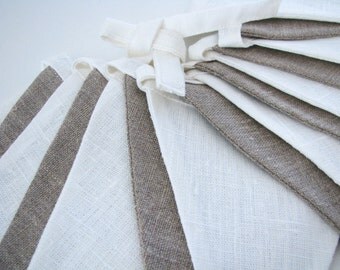 Bunting / Fabric Flag Banner / Pennant Nursery / Porch / Patio Decor / Photo Prop / Ecru / Ivory