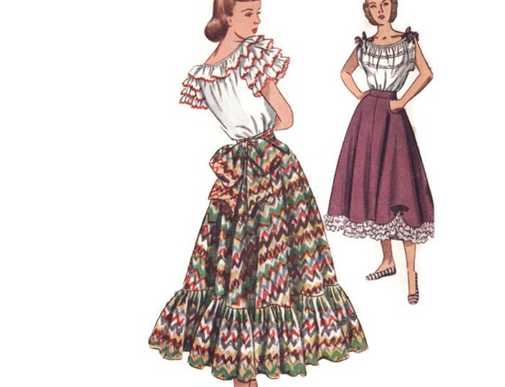 1940s Gypsy Skirt Pattern Simplicity 2571 by FriskyScissors