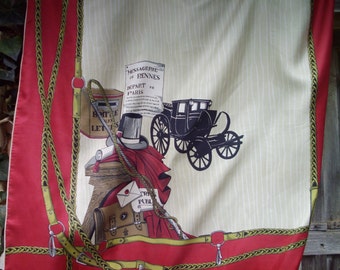 Stunning Vintage French Chic Shabby Silk Scarf-featuring Paris Post & Vintage Transport Messaging Delivery Services