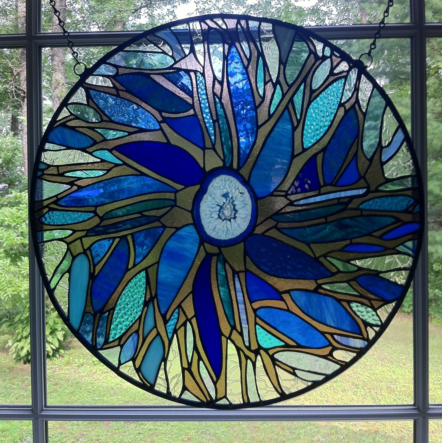 Stained Glass Mandala Large Window Hanging Featuring