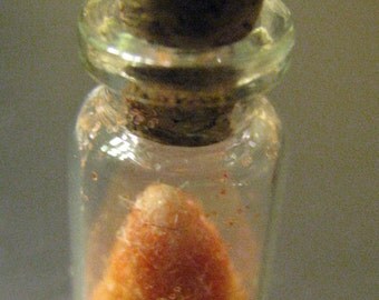 Halloween glass cork bottle, candy corn, needle felted wool, pendant