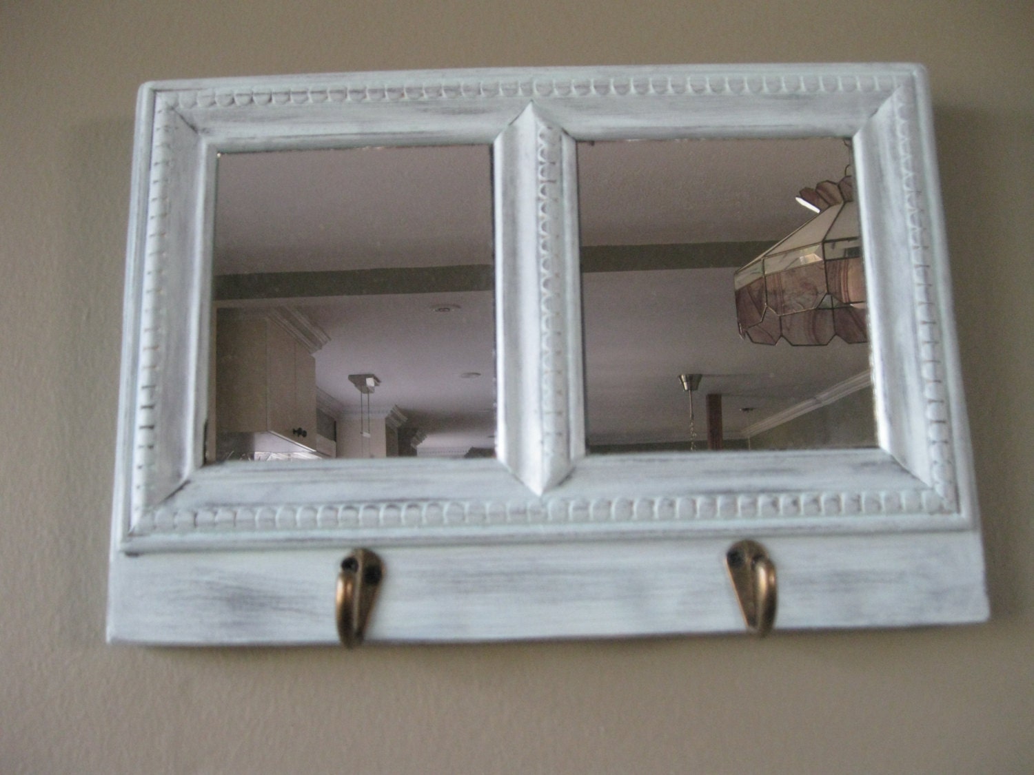 Wall mirror with hooks home decor rustic decor