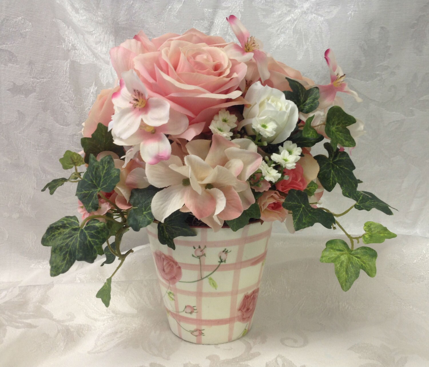 Silk Floral Arrangement Valentine's Day Gift for Her in