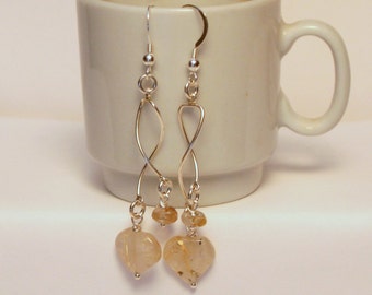 rose quartz dangle earrings