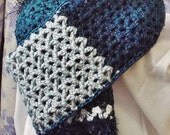 Child, Teen, Adult Midnight Slate Blue, Black, Silver, Scarf with Sparkle and Fun Fur Yarn made by KnittingMemere