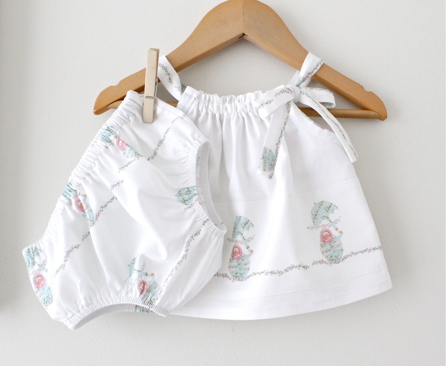 Baby Girl Top and Bloomer Set-Crisp White Cotton-Infant