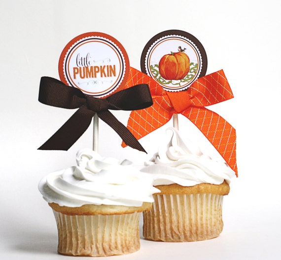 LITTLE PUMPKIN Baby Shower Cupcake Toppers Printable Il_570xn