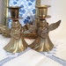 BRASS Angel Candleholders, Vintage Brass Angel Candlesticks with harp Made in India, Vintage Solid Brass Angel Candleholders