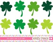 50% OFF - Saint Patrick's Day Shamrock 4 Leaf Clover Cute Clip Art - Commercial Use - Scrapbooking Invitations Cards - Instant Download Il_170x135