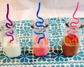 Vintage Glass Milk Bottles, Set of 10