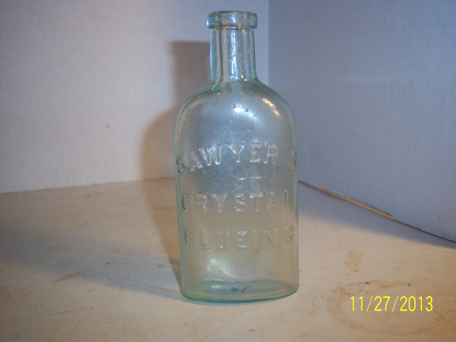 1880's Sawyer's Crystal Blueing Laundry Bottle 5 1/2