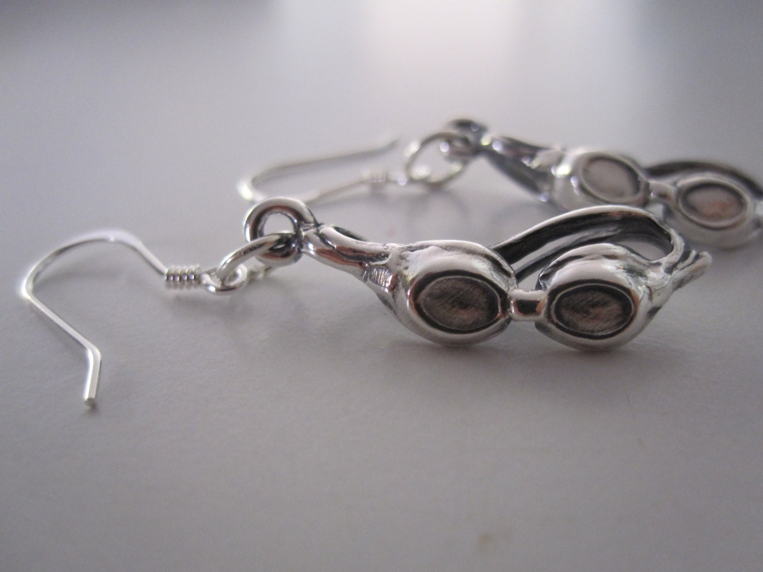 Silver swim earrings with sterling silver swim by WhatCoolMomsWant