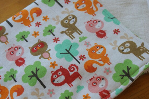 Burp Cloths Fox Owl Deer and Hedgehog Woodland Forest Baby