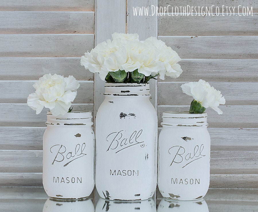 Painted Mason Jar Annie Sloan Chalk Paint in Pure White