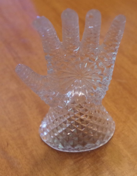 Vintage Lead Crystal Glass Hand Ring Holder
