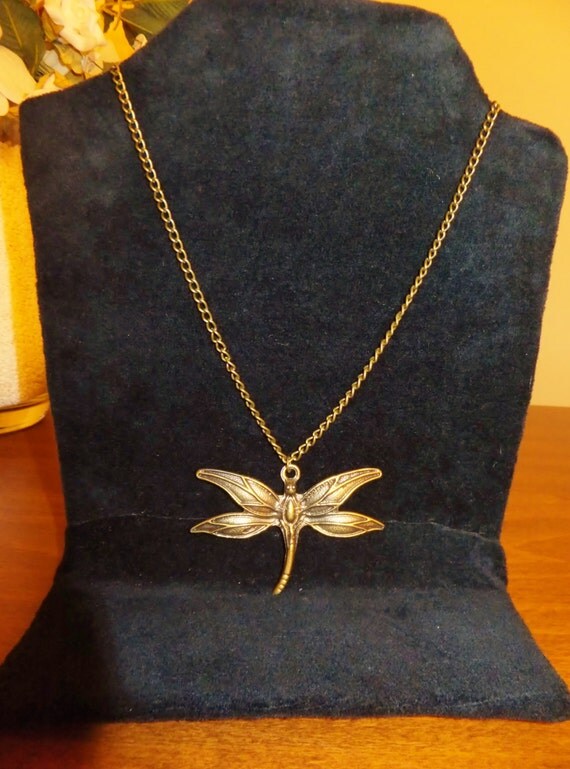 Items Similar To Antique Brass Dragonfly Necklace,Lovely Necklace, Boho ...