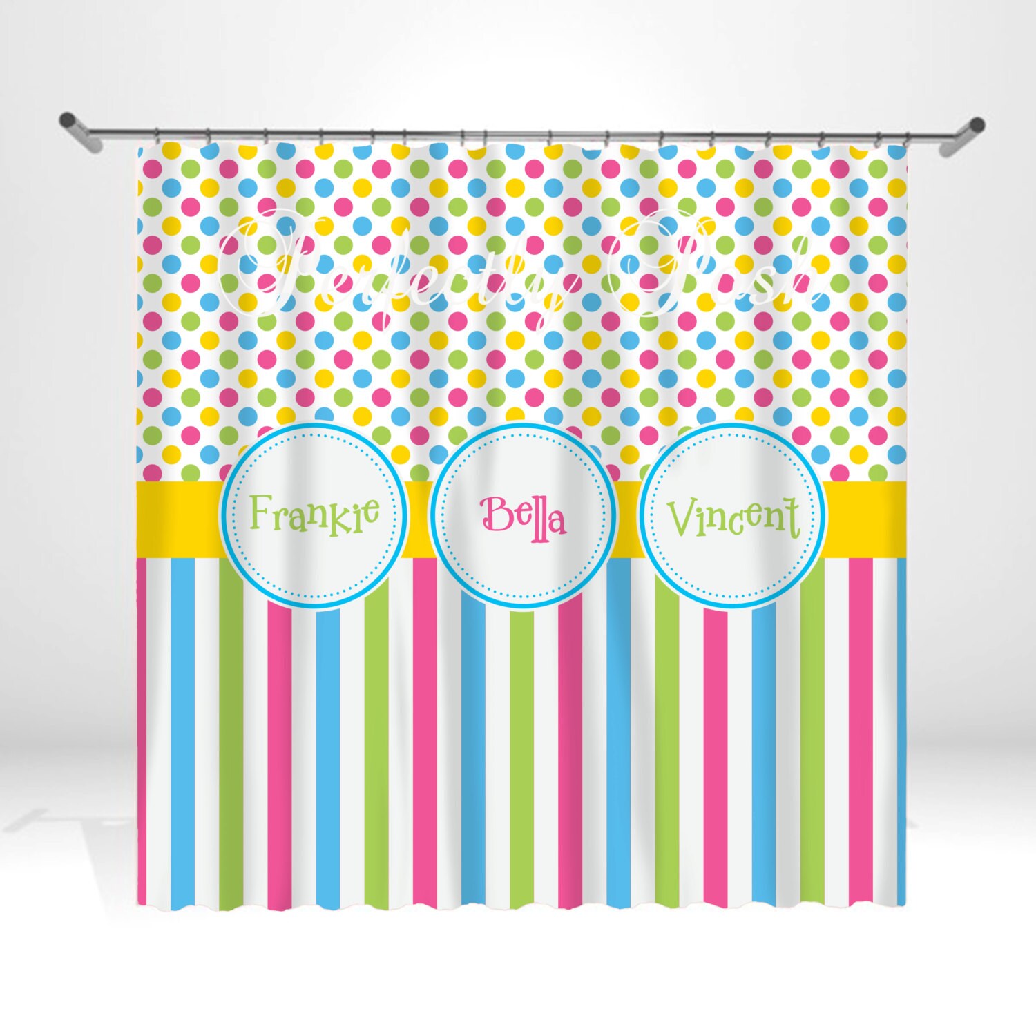 Stripe Personalized Custom Shower Curtain Monogram with Name