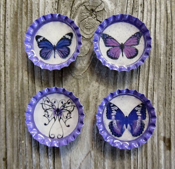 Butterfly bottle cap magnets in purple gift ideas under 10