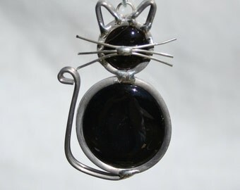 Stained Glass Black Cat Ornament, Suncatcher