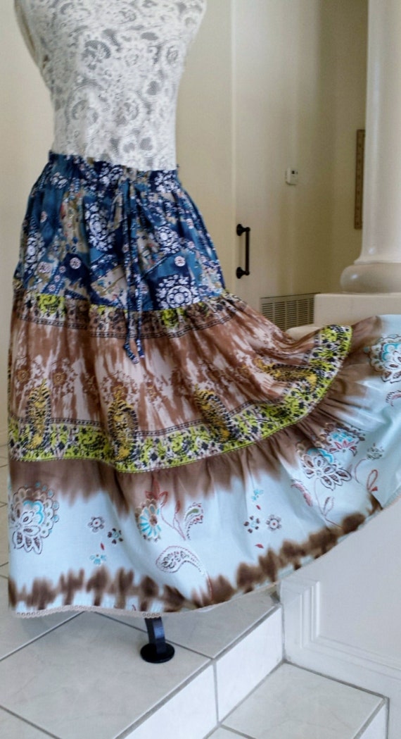 Items similar to Long 3 tiered boho skirt on Etsy