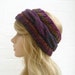 Hand Knit Headband Earwarmer, Cabled Purple Green Gold Headwrap. Womens Headband, Accessories, Acrylic Knit Hat, Clickclackknits