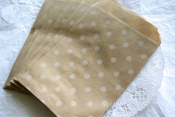 Bags dots Kraft 25 Dots kraft bags Polka polka with  paper Small Paper