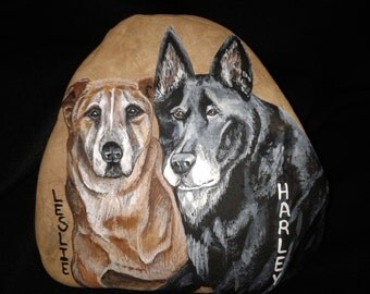 Pet Memorial Stone/ Custom Portrait/ Rocks /Fine Art Stones / Acrylic / Home decor / Garden stone/Personalized /Memorial/ Great gift on Etsy