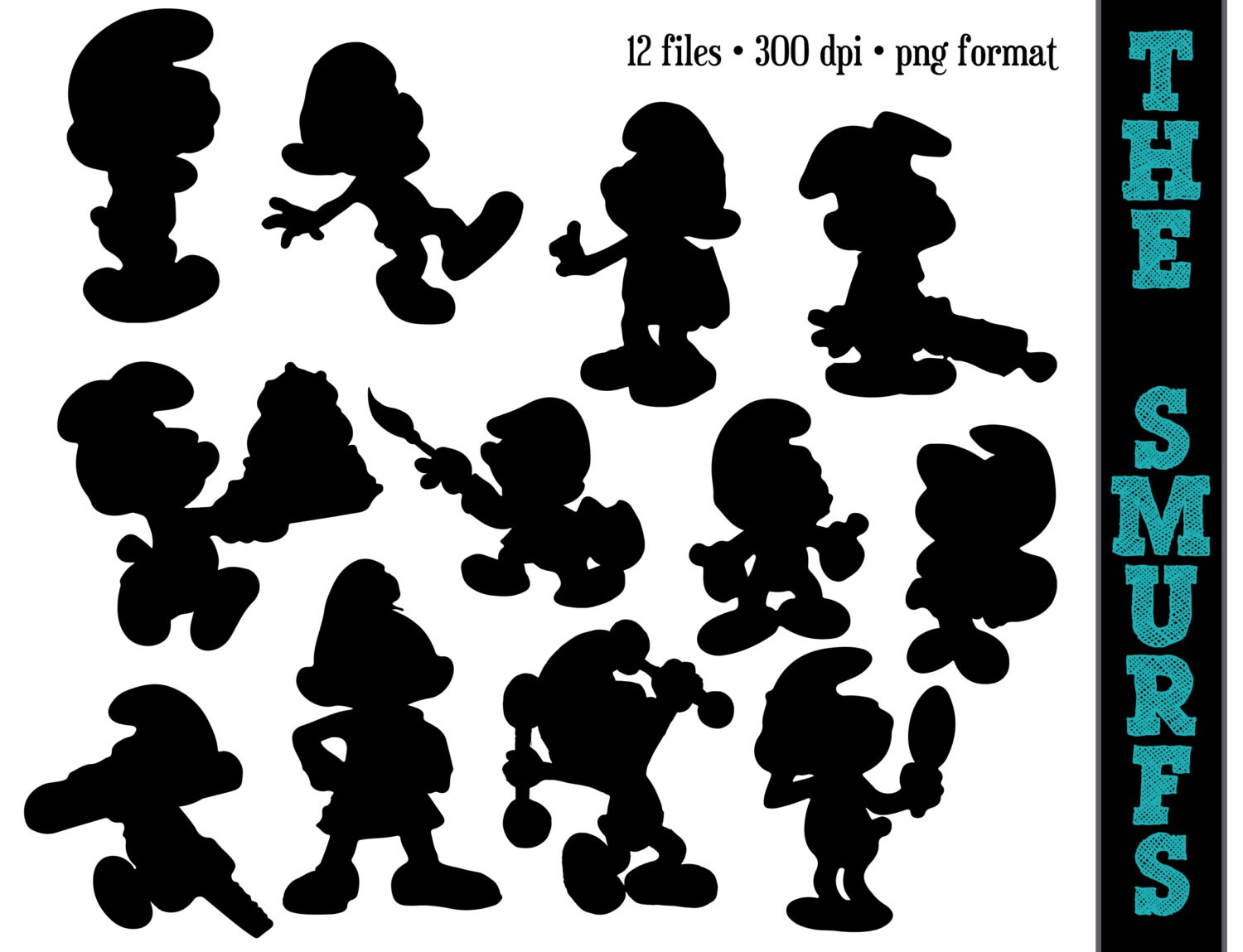 Download The Smurfs Movie Silhouettes // Papa Smurf Smurfette