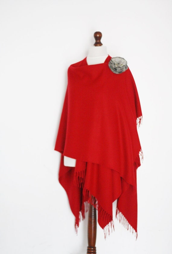 Women poncho red poncho women cape cape coat red scarf