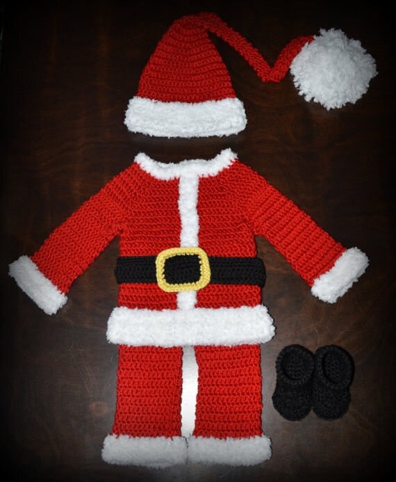 Crochet Santa Claus Suit Outfit Christmas Costume with