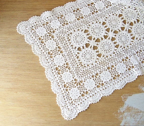 Rectangular doily Large doily Crochet tray by ruralrootsvintage