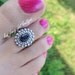 Toe Ring - Onyx Stone - Silver Metal Plate Stretch Bead Toe Ring