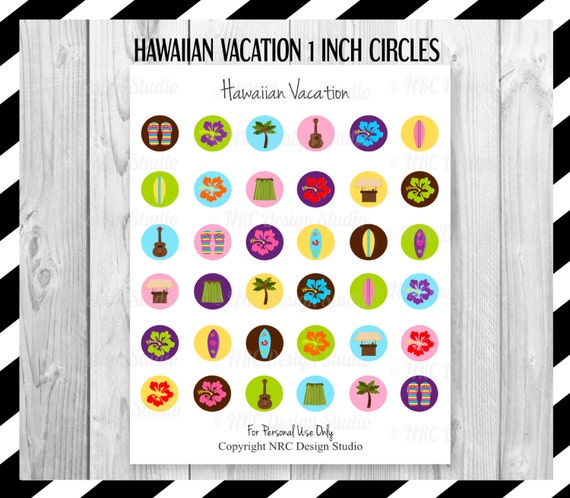 Hawaii Party Printables - Hawaiian Vacation Printable Collage Sheet - Hawaii Party, Beach, Pool Party, Tropical Il_570xn