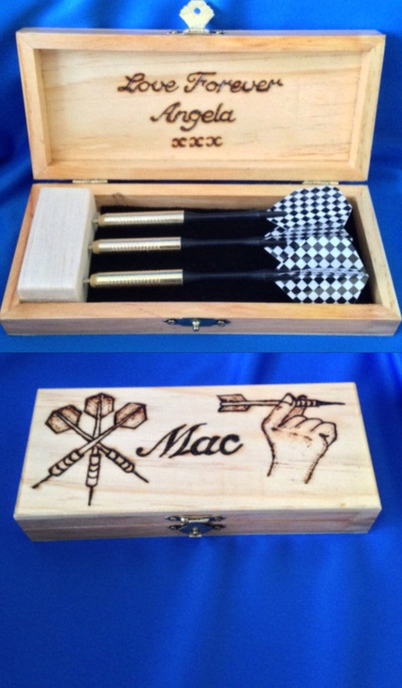 Personalised Wooden Darts Case by PyroArtBySdew on Etsy