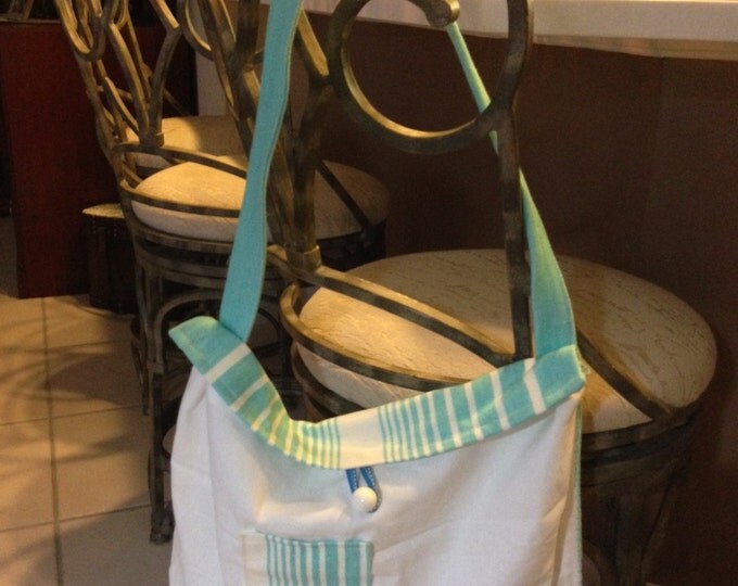 Cotton and Canvas Tote Bag with Over the Shoulder Strap and Button Closure