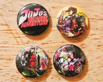 Jojo's bizarre adventure 1" Button Set of 4 Anime stardust crusaders Jotaro Kujo DIO