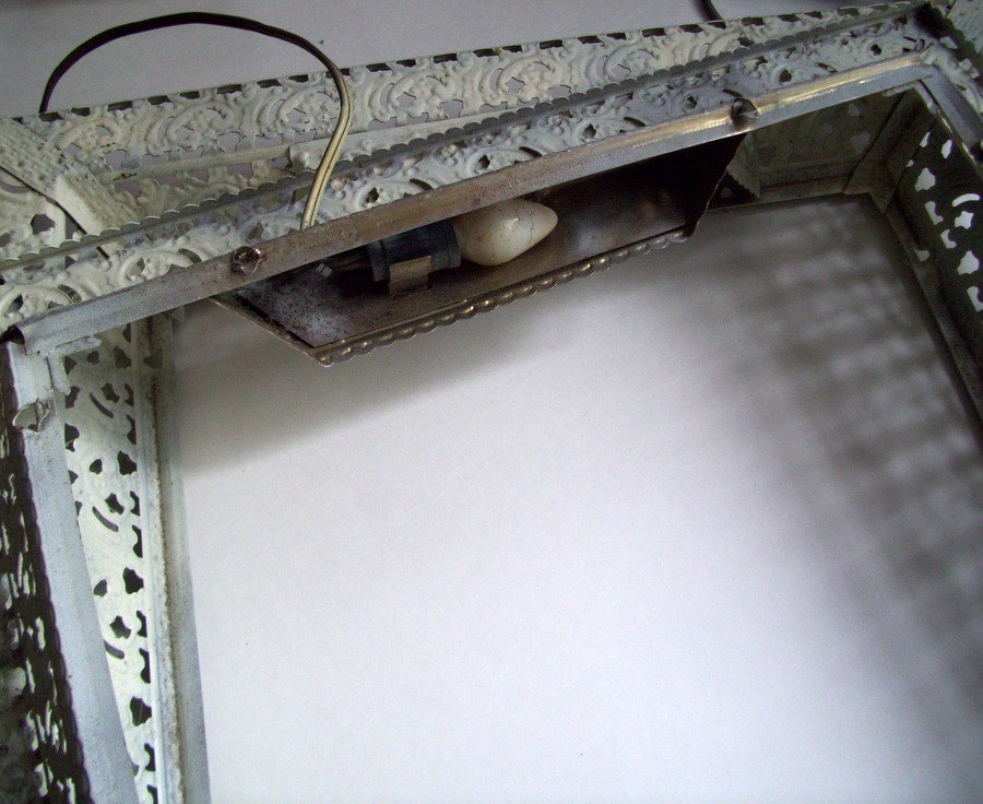 Vintage Tin Frames Lighting Set of 2 Hollywood Regency Metal