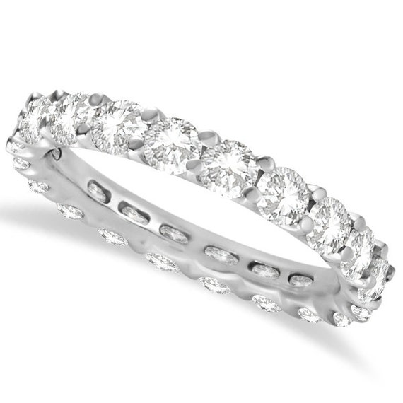 Round Moissanite Eternity Ring Anniversary Band 14K White Gold (3 ...