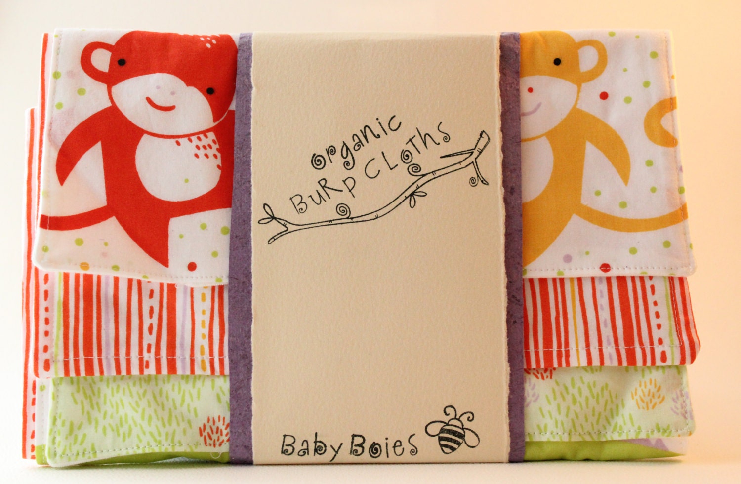 Organic Cotton Burp Cloths Eco-friendly Set Of 3 By BabyBoies