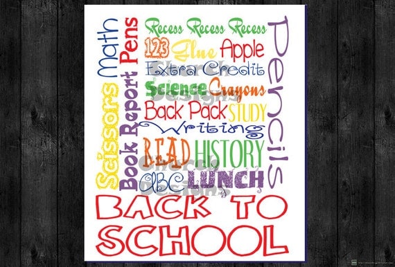 Items similar to School Days/Back to school -Printable Subway Art 5x7 ...