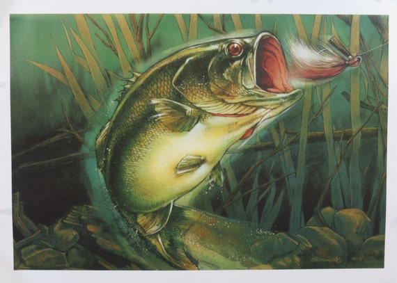 Largemouth Bass Print First Strike by Mark Chickinelli