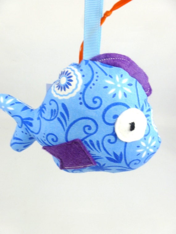 Handmade squeaky fish soft toy baby squeaky fish toy by FreyStitch