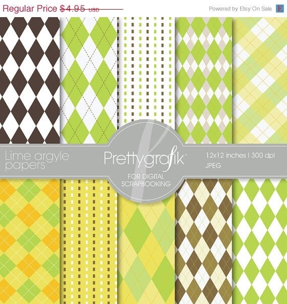 60% OFF SALE Lime argyle digital paper, commercial use, scrapbook papers, background - PS515 Il_570xn