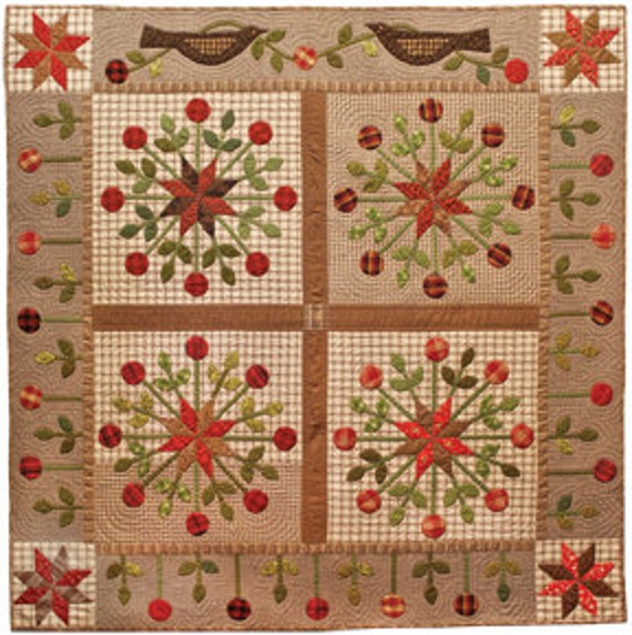 primitive-folk-art-quilt-pattern-star-garden-applique-quilt