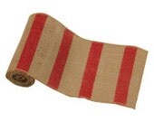 Red STRIPE Burlap Ribbon, Christmas Ribbon, Burlap Ribbon, Wired Burlap, Red Burlap, Rustic Country Christmas Decor, 6" x 10 yards Il_170x135