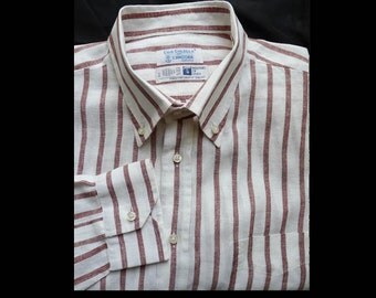 Mens linen shirt striped Ugo Collelo por L’Ancor Dress Portofino 19/47 Vintage 80s 90s