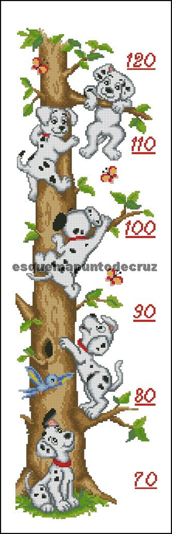 Disney Dalmatian Height Chart Cross Stitch Pattern. PDF Files.