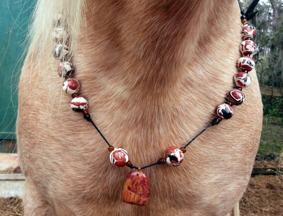 Jasper and Clay Equine Necklace  River Bed Rhythm by MyBuddyBling
