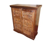 Antique Wooden Sideboard Handcarved Rustic Furniture